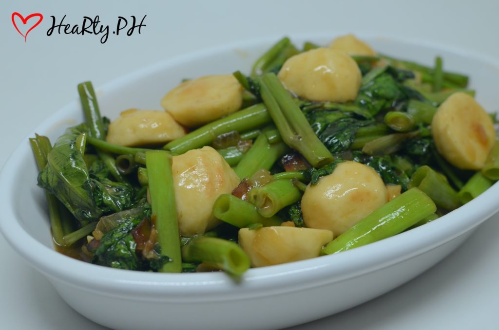 Kangkong with Squid Balls in Oyster Sauce