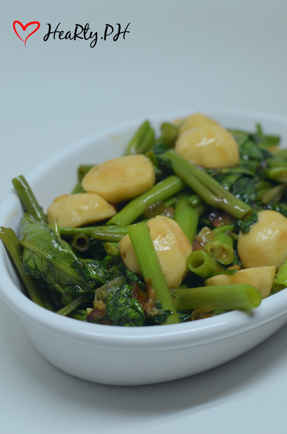 Kangkong with Squid Balls in Oyster Sauce